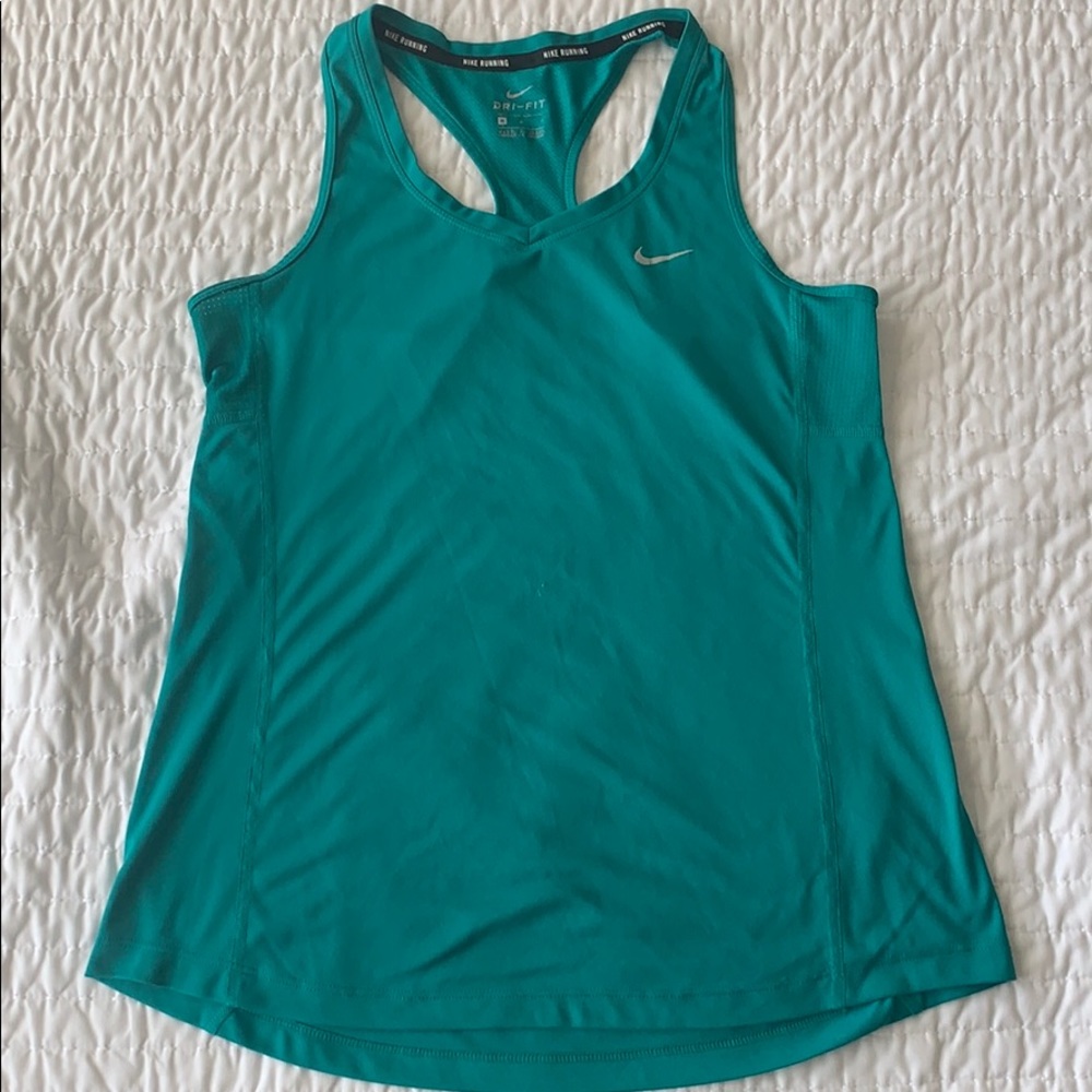 Nike Dri-Fit V-Neck Running Shirt Emerald Green